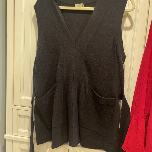 By Anthropologie sleeveless knit pullover sweater with pockets tie waist Large - Picture 6 of 6